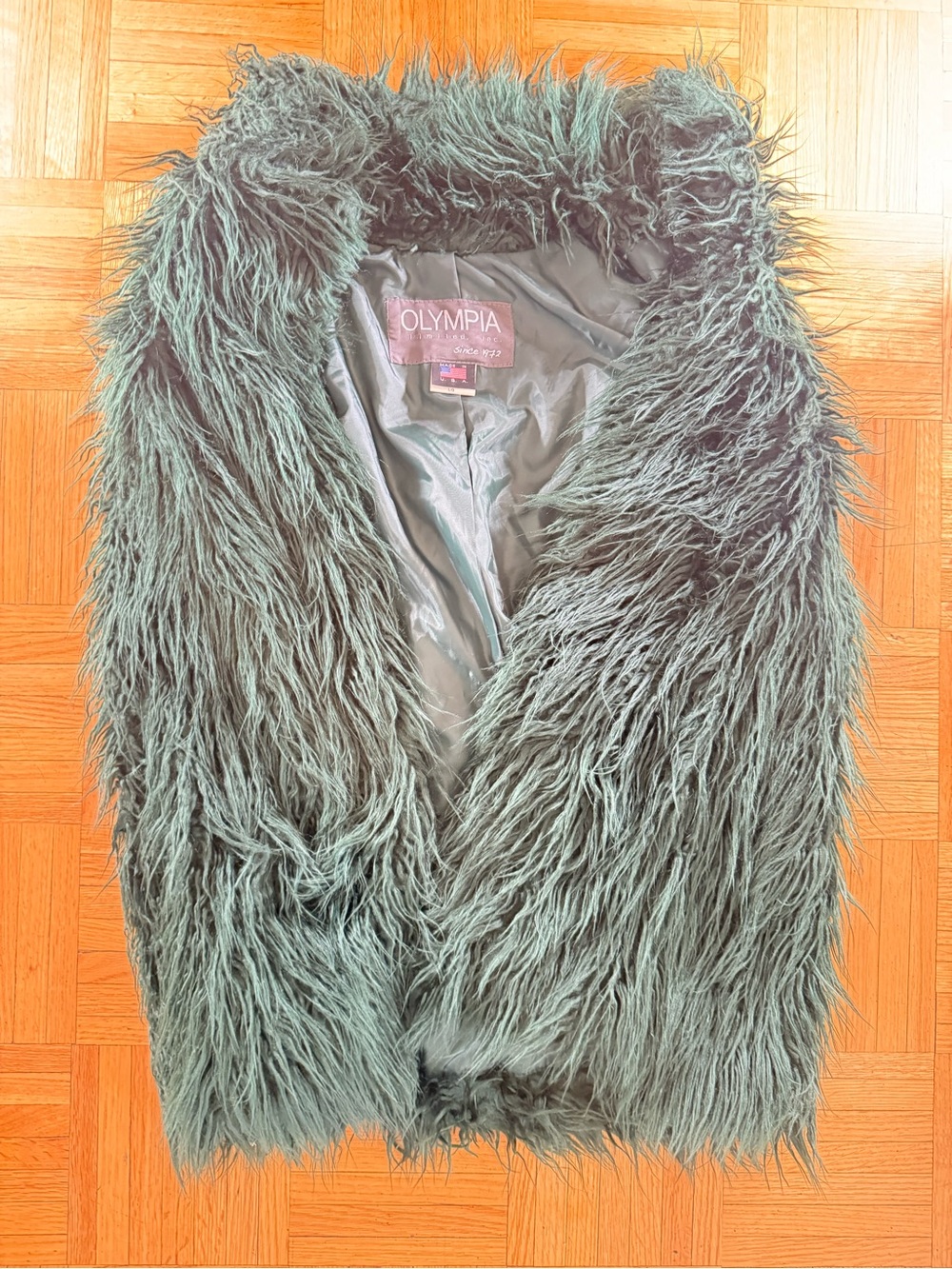 Olympia Activewear Faux Fur Vest in Sage Green